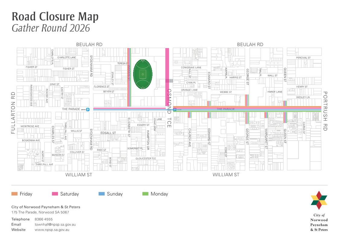 Gather Round 2026 Road Closure Map   A4 Landscape Document   Final (A1370227) 1